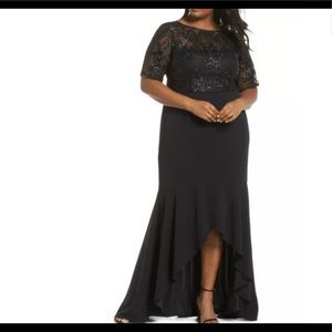 Adrianna Papell high low black sequin gown women’s size US 16 - NEVER WORN